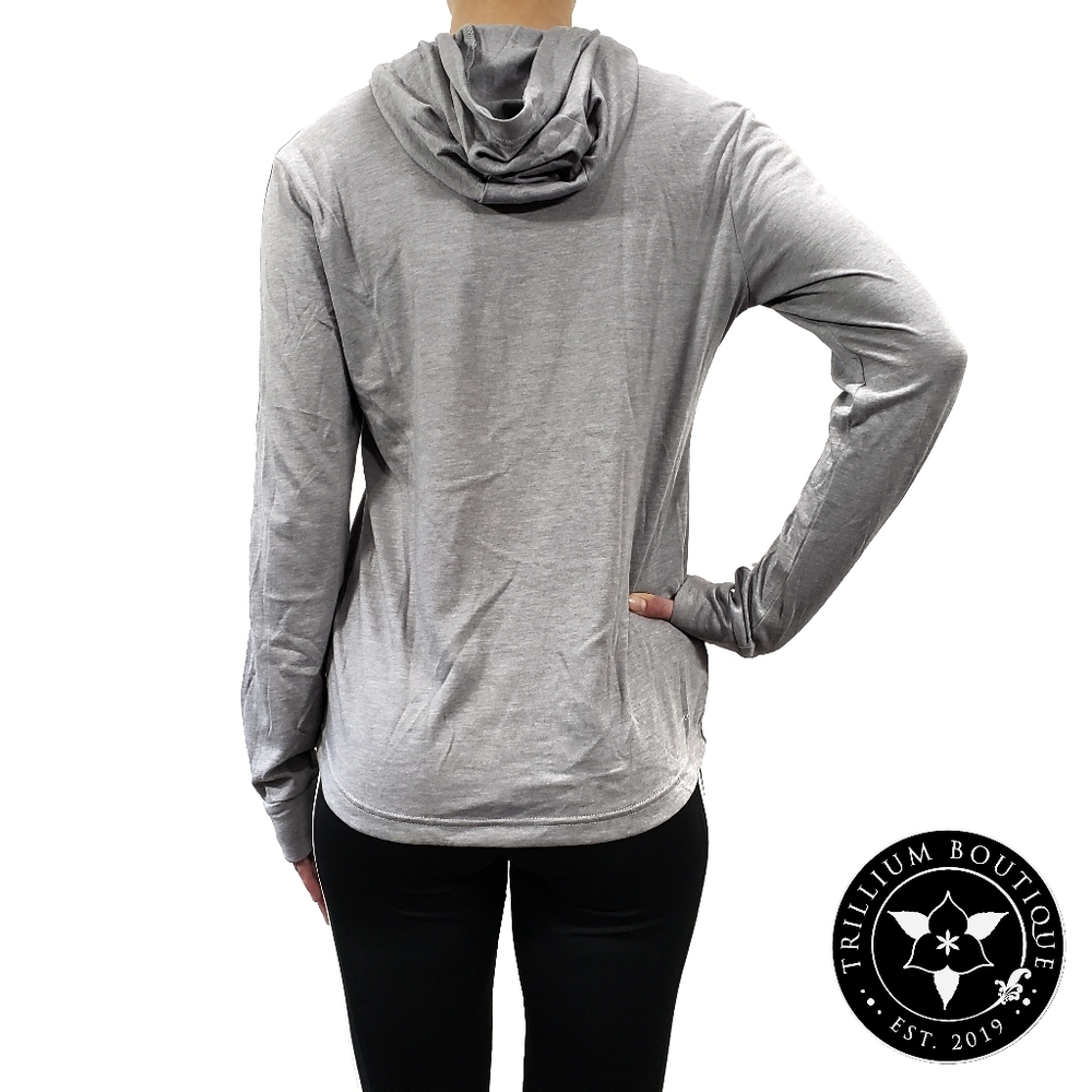 Adidas Climalite Women's Jersey Hoodie Light Gray Adidas Iconic Stripes & Logo - Picture 6 of 6